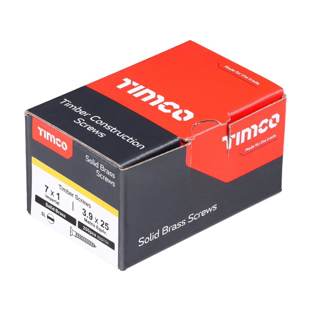 7 x 1 - Brass Timber Screw SLOT CSK