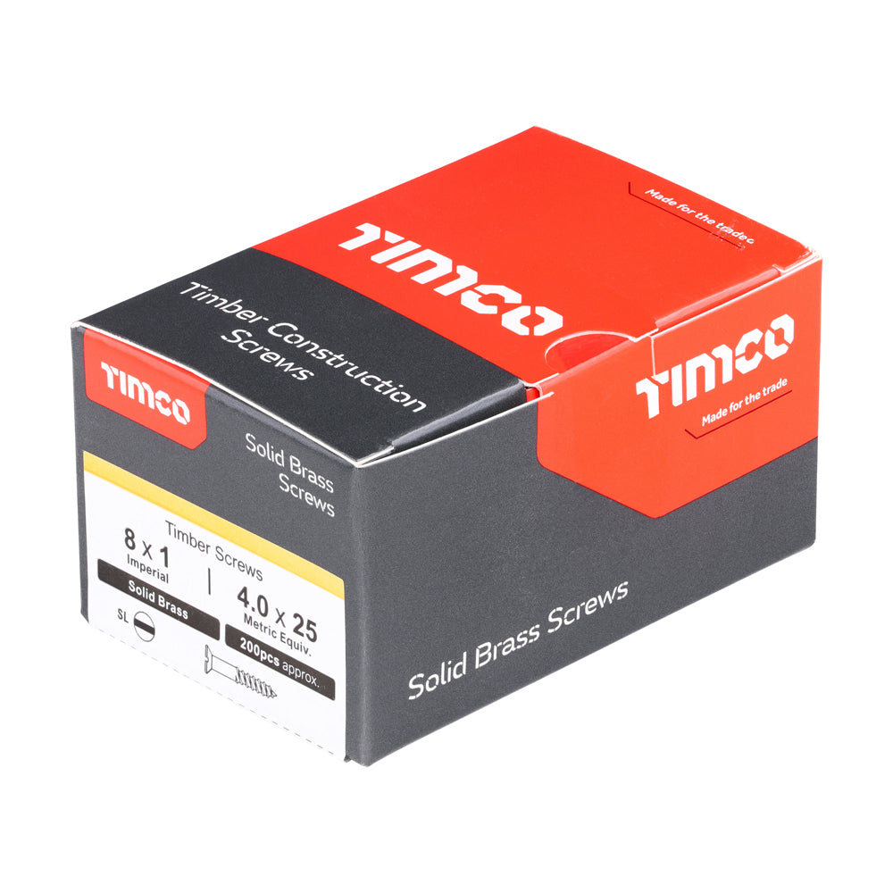 8 x 1 - Brass Timber Screw SLOT CSK