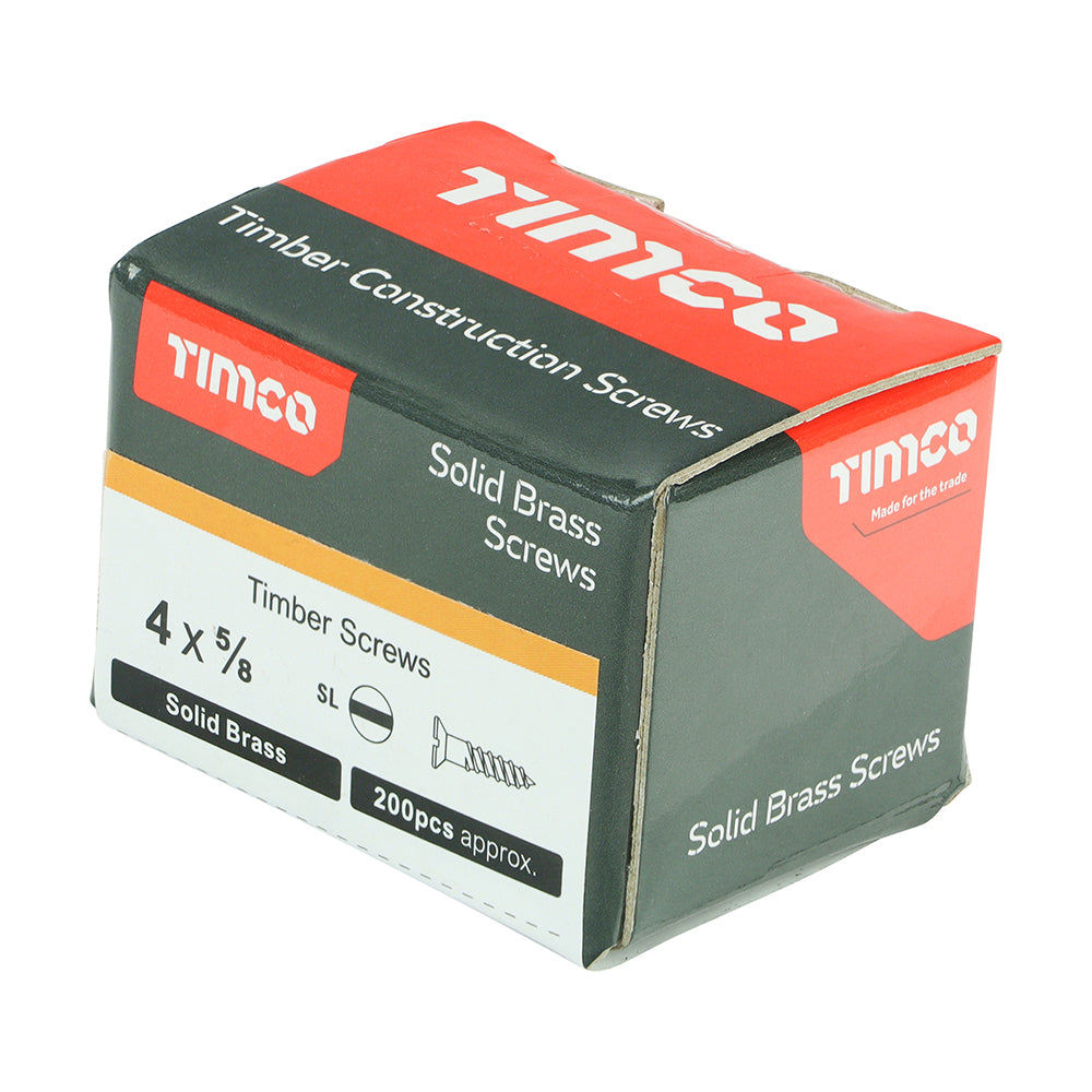 4 x 5/8 - Brass Timber Screw SLOT CSK