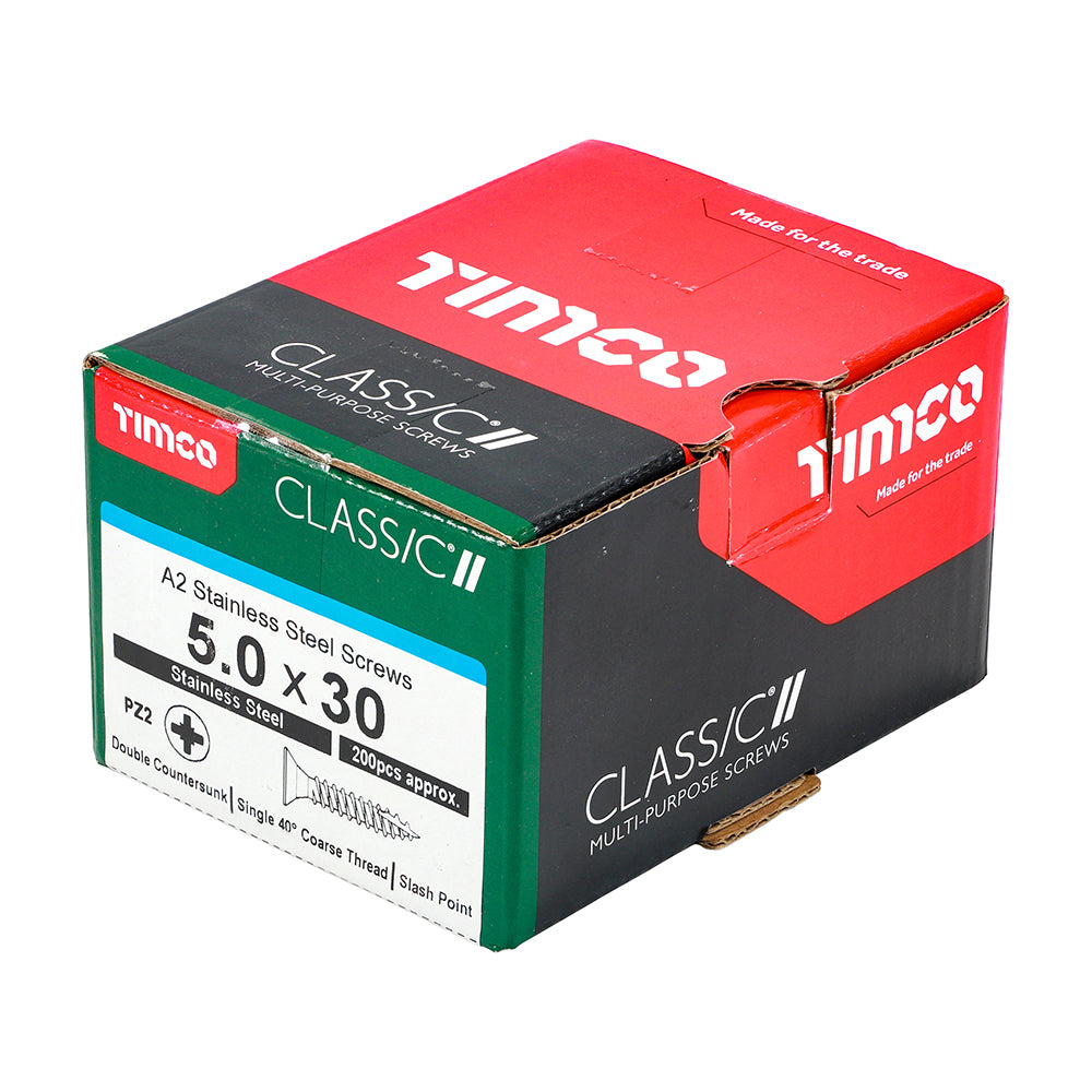 5.0 x 30 - Classic Screw PZ2 CSK A2 SS