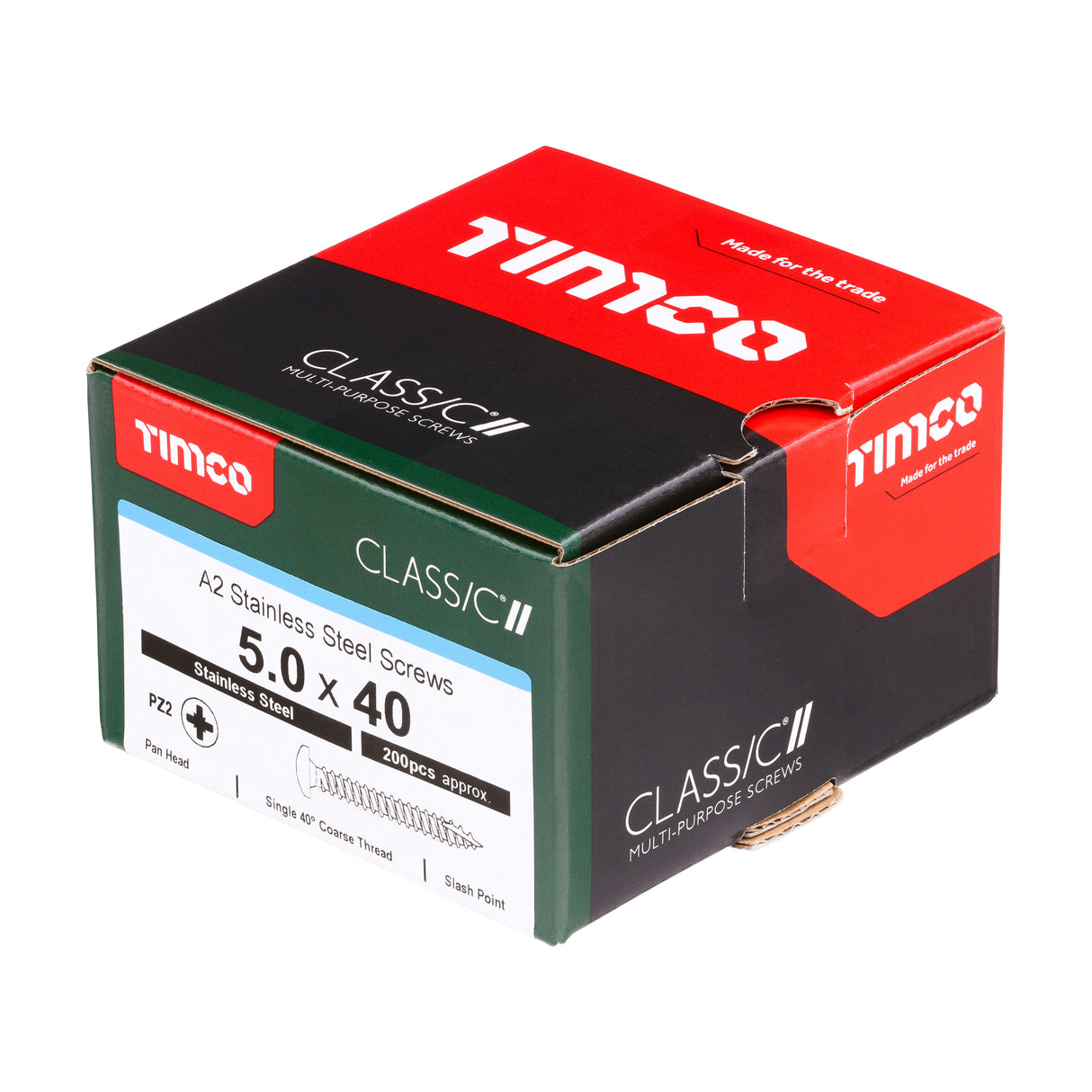 5.0 x 40 - Classic Screw PZ2 PAN A2 SS