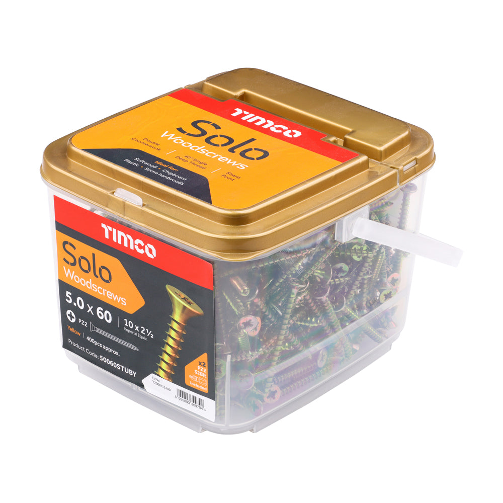 5.0 x 60 - Solo Woodscrew CSK - ZYP (TUB)