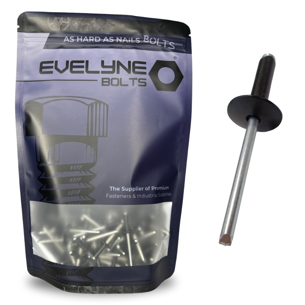 Black Rivet 4.0x14mm Large Flange - Evelyne Bolts®