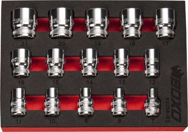 6 PT 3/8" Shallow Socket Set In EVA Foam