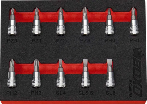 1/4" Screwdriver Bit Set In EVA Foam