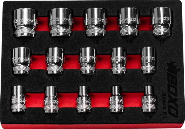 15Pc 3/8" Dr. Magnetic Socket Set (6Pt.) 7mm to 21mm