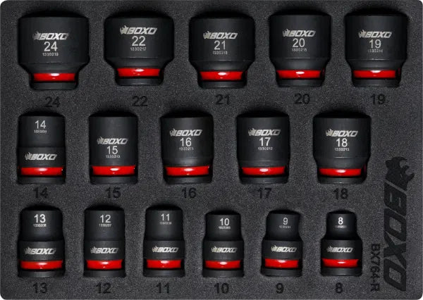 16Pc 3/8"Dr. Shallow Impact Socket Set In EVA Foam