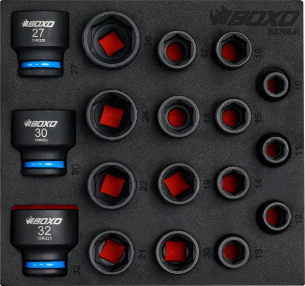 18Pc 1/2" Dr. Impact Shallow Socket Set In EVA Foam