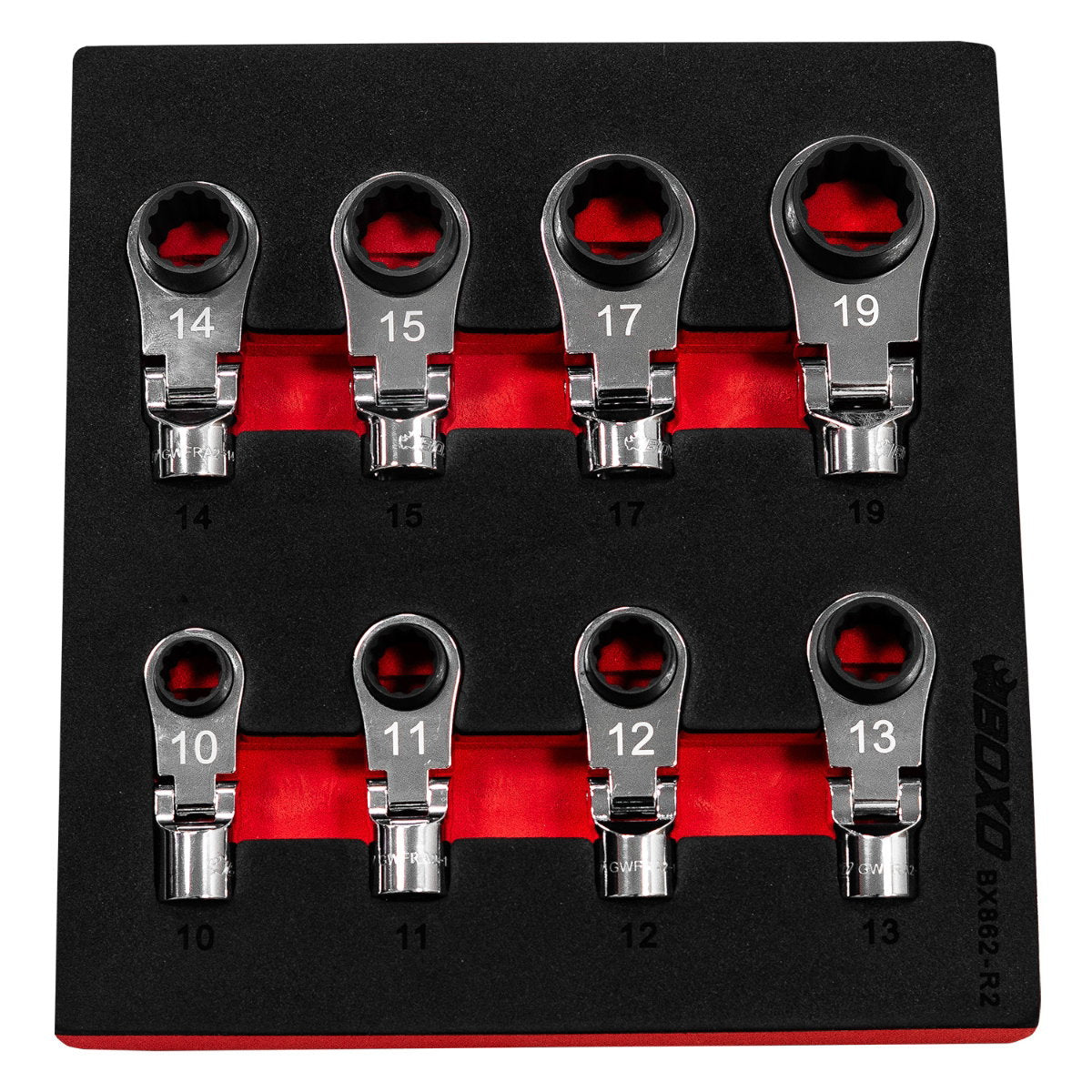 8 Pc 3/8 Dr Flex-Head Reversible Deep Box Ratcheting Wrench