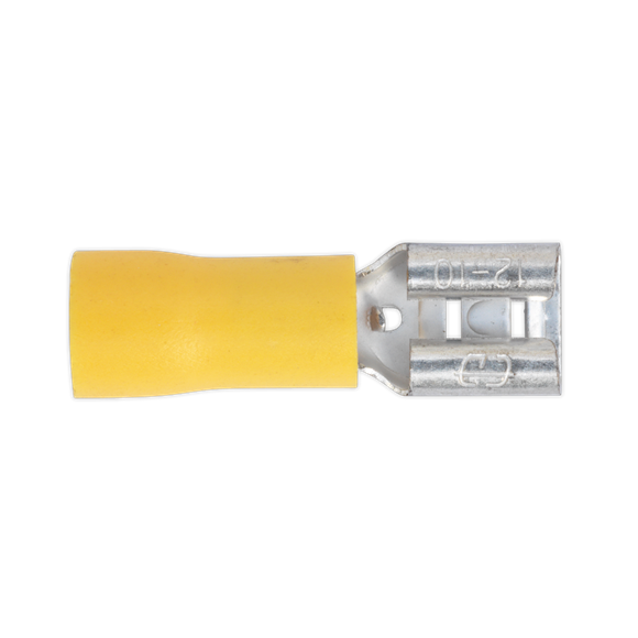Yellow 6.3mm Female Push On Pre-Ins.Terminal - 100pk