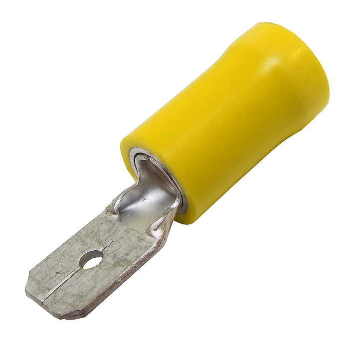 Yellow 6.3mm Male Push-on Pre-Ins.Terminal - 100pk