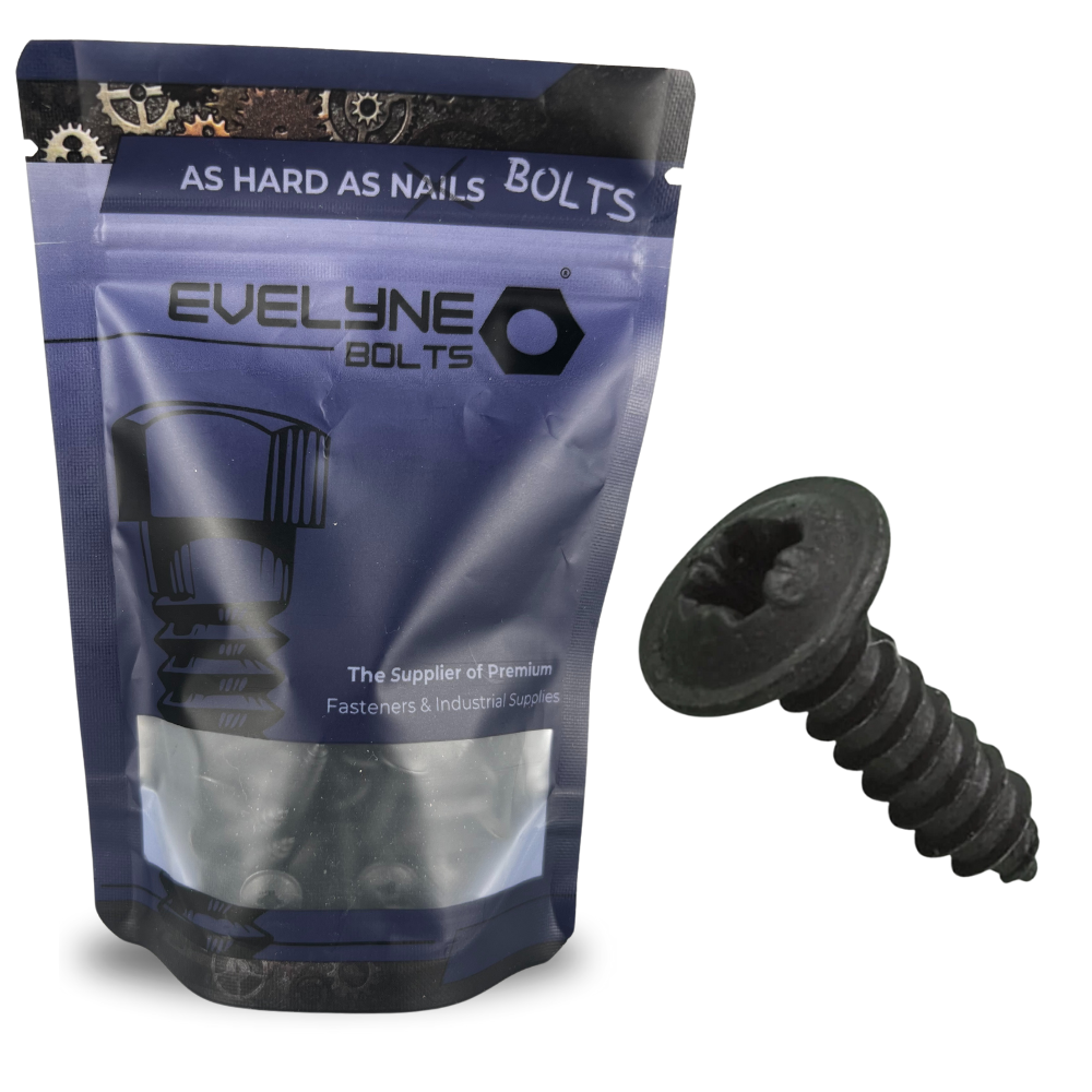 Black Self Tapper Flanged No6x1/2in. (3.5mm x 13mm) - Evelyne Bolts®