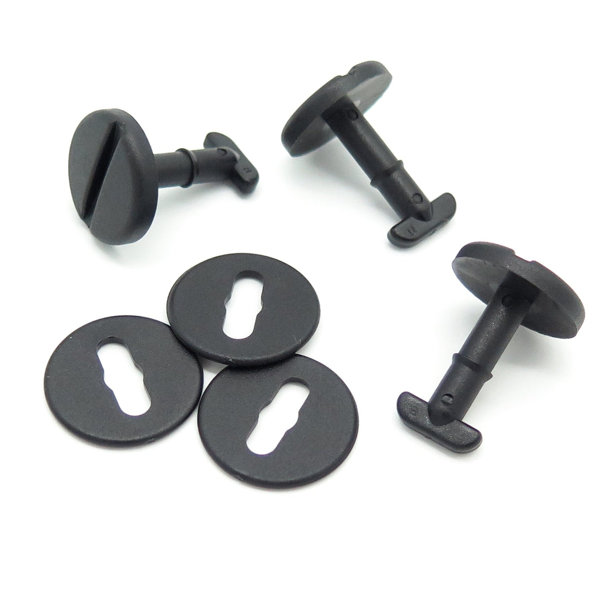 Floor Mat Clip & Washer, Twistlock, 17mm Shaft, Black