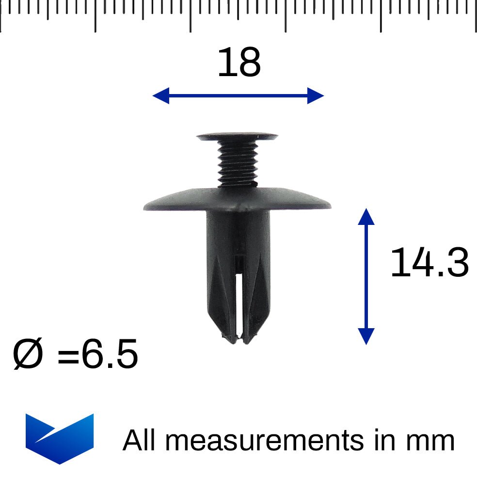 Screw Fit Expanding Plastic Rivet, 6.5mm Hole, Black - image 2