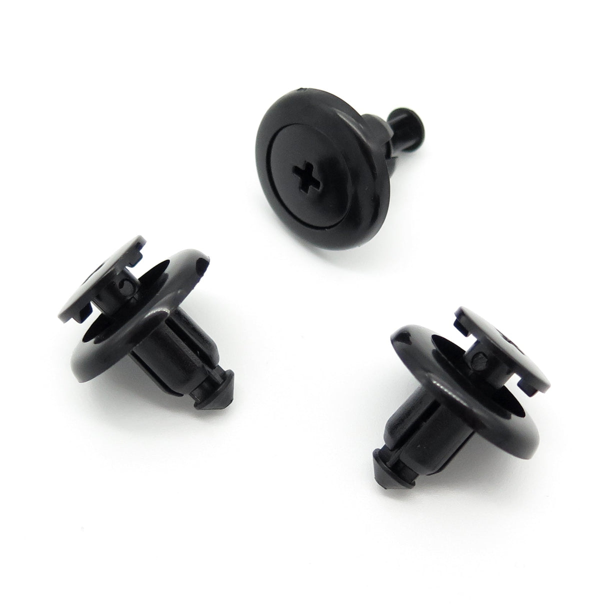 Push Fit Plastic Rivet, 8mm Hole, 20mm Collar, Black, Easy Release