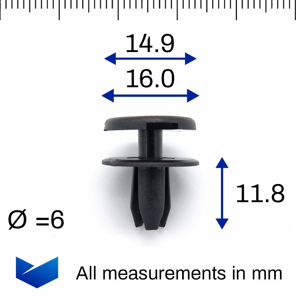 Push Fit Plastic Fastener Clip, 6mm, Black - image 2