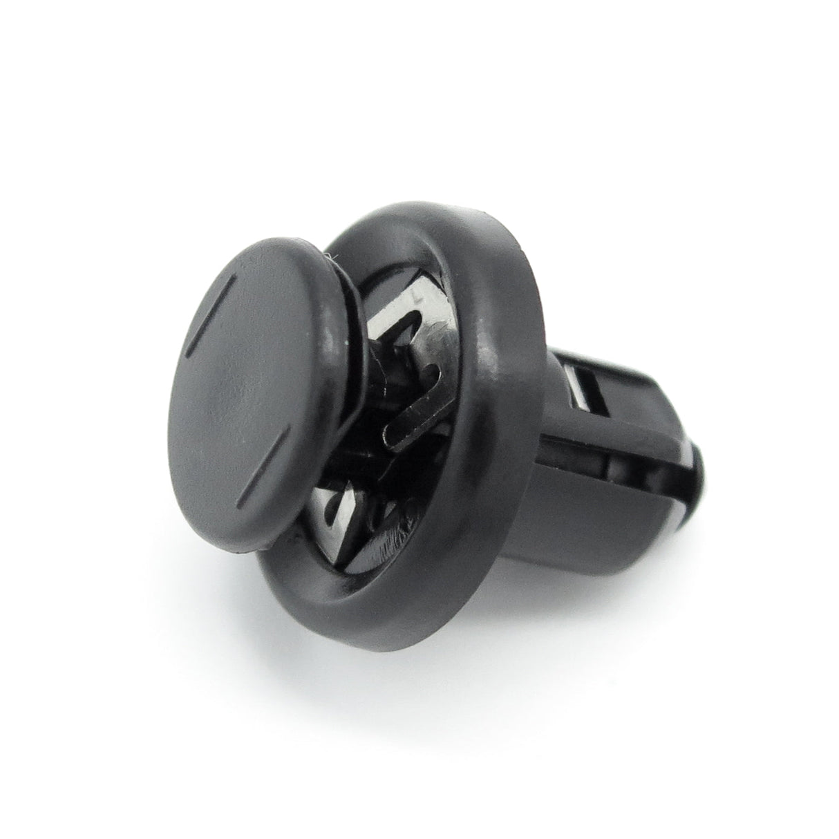 Push Fit Plastic Rivet, 10mm Hole, 20mm Collar, Metal Insert- Short, Black - image 3