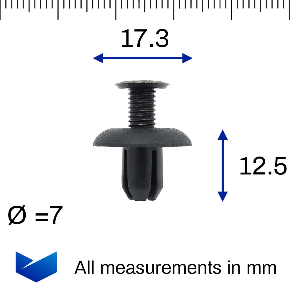 Screw Fit Plastic Rivet, Black - image 2