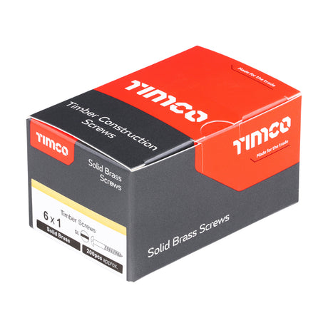 6 x 1 - Brass Timber Screw SLOT RND