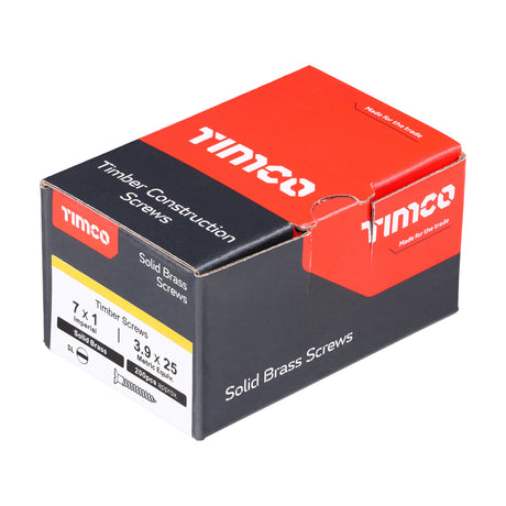 7 x 1 - Brass Timber Screw SLOT CSK