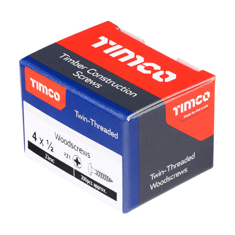 4 x 1/2  - Twin Woodscrew PZ1 RND Zinc