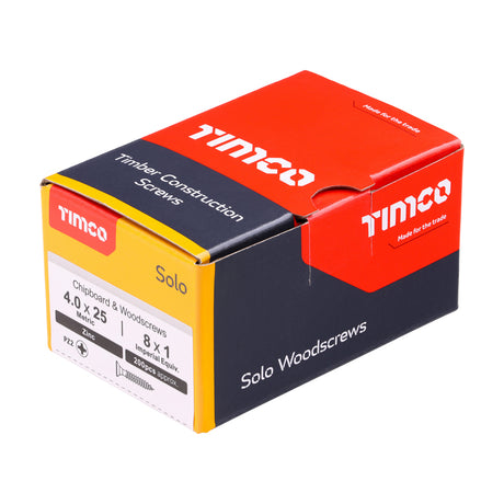 4.0 x 25 - Solo Woodscrew PZ2 CSK Zinc