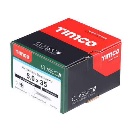 5.0 x 35 - Classic Screw PZ2 CSK A2 SS