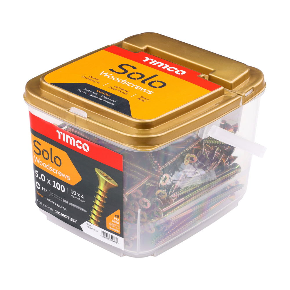 5.0 x 100 - Solo Woodscrew CSK - ZYP (TUB)
