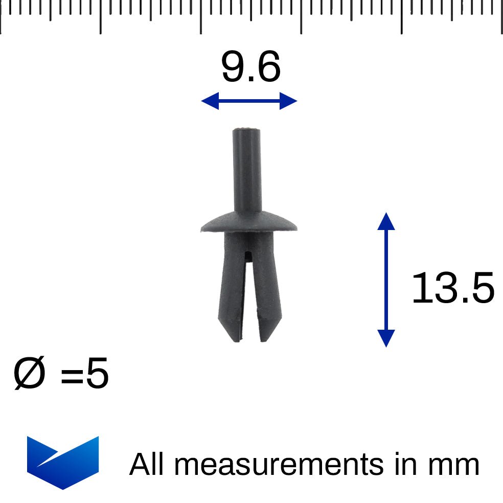 Plastic Rivet, 5mm hole, 10mm Collar, Black - image 2