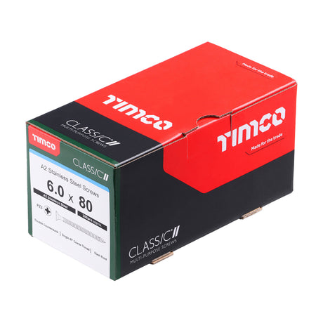 6.0 x 80 - Classic Screw PZ3 CSK A2 SS