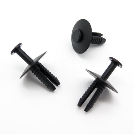 Push Fit Plastic Rivet, 6mm Hole, 20mm Collar, Black
