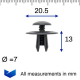 Screw Fit Plastic Rivet, 7mm Hole, 20mm Collar, Black - image 2