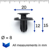 Push Fit Plastic Rivet, 8mm Hole, Black - image 2