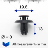 Push Fit Plastic Rivet, 8mm Hole, Black - image 2