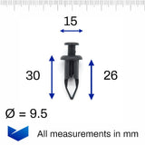 Screw Fit Clip, 9.5mm Hole, Black - image 2