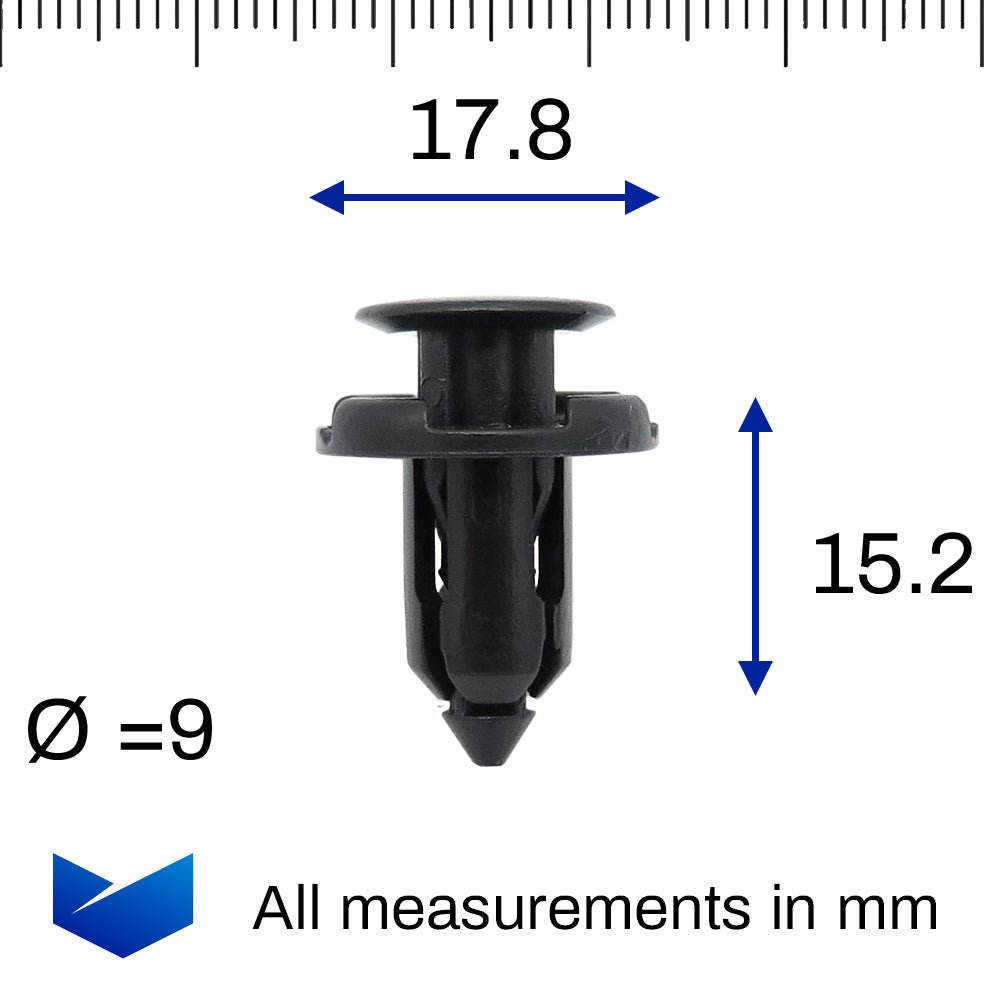 Push Fit Plastic Rivet, Black, 9mm Hole, Black - image 2