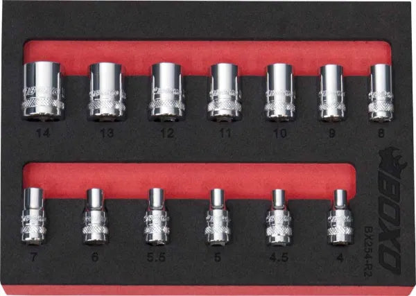 12 PT 1/4" Shallow Socket Set In EVA Foam