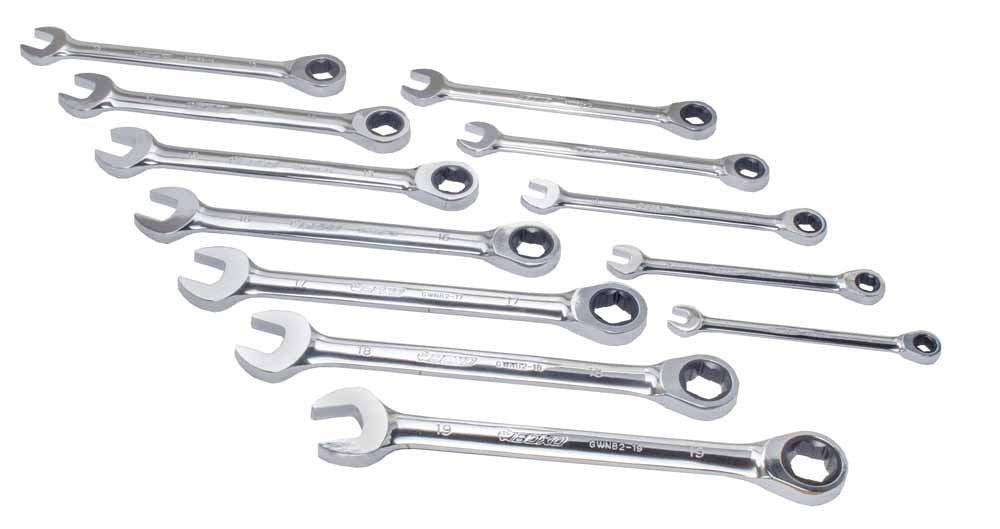 12 Pc Bolt Extractor Non-Reversible Ratcheting Spanner Set