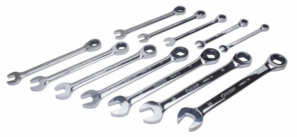 12 Pc Bolt Extractor Non-Reversible Ratcheting Spanner Set