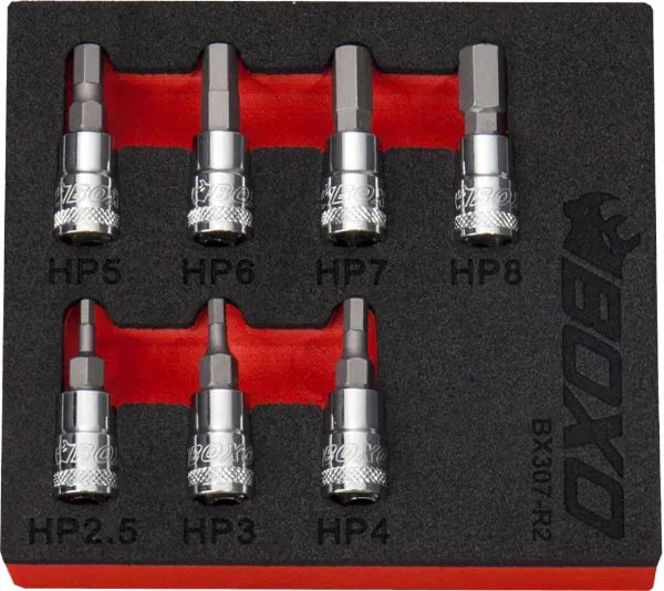 1/4" Tamperproof  Hex Bit Socket Set In EVA Foam