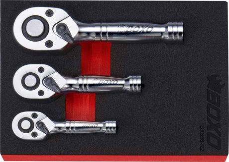 3 Pc Stubby Ratchet Set In EVA Foam
