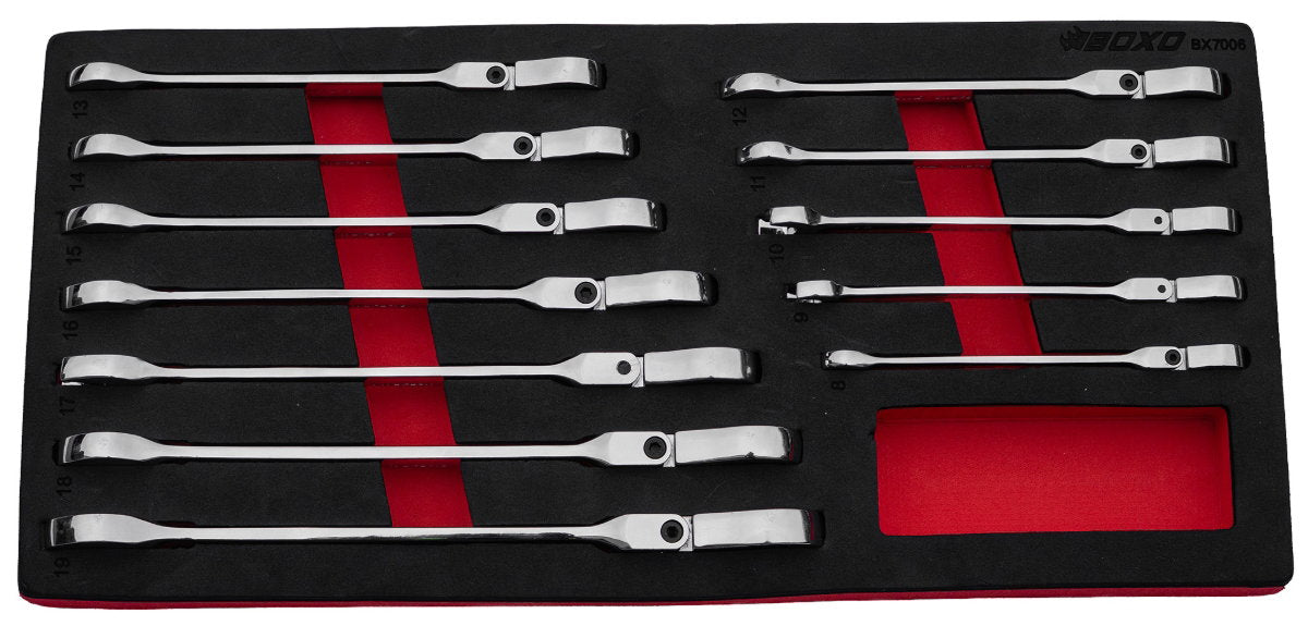 Boxo 12 Pc Flex Head Ratcheting Spanner Set