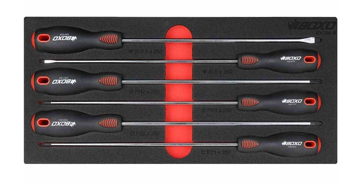 6pc 250mm long Screwdriver set in EVA Foam