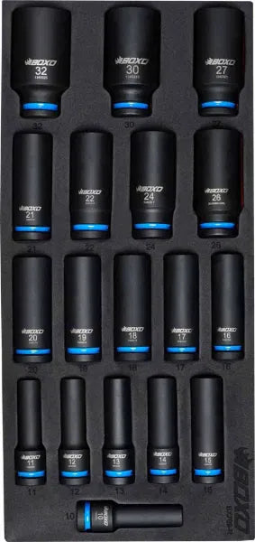 18Pc 1/2" Dr. Impact Deep Socket Set In EVA Foam