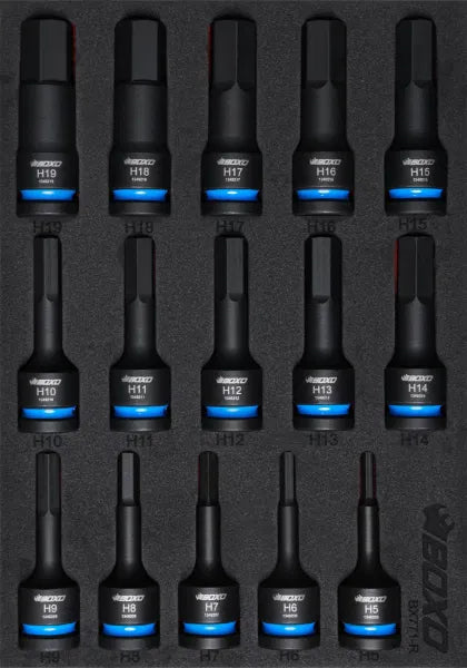 15Pc 1/2"Dr. Impact Hex Bit Socket In EVA Foam
