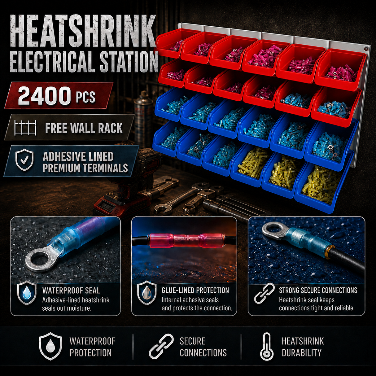 2400pcs Heatshrink Electrical Station - [Free 24 Bin Storage]