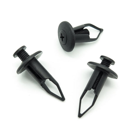 Screw Fit Plastic Rivet, 9mm Hole, 20mm Collar, Black