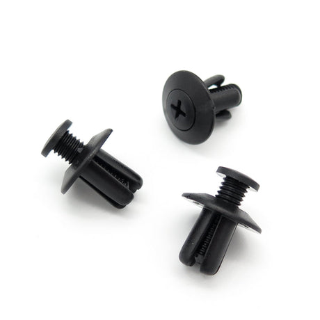 Screw Fit Plastic Rivet, 8mm Hole, 18mm Collar, Black