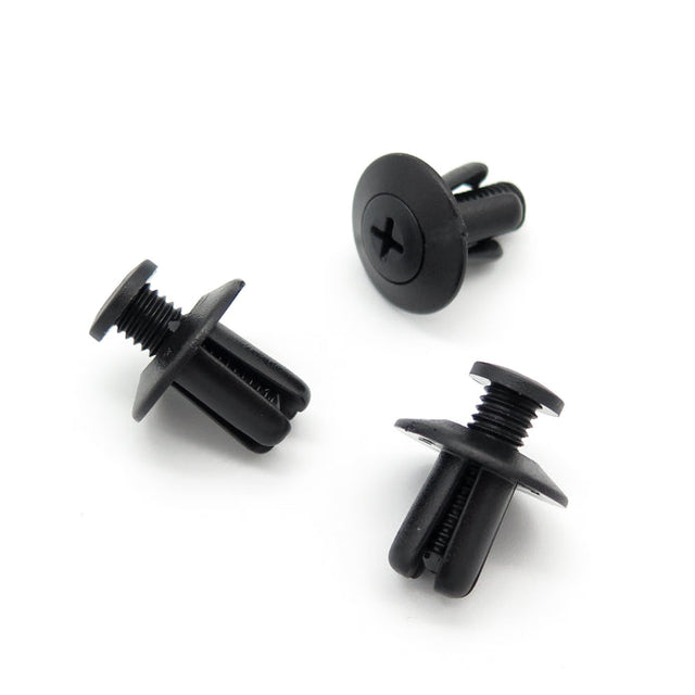 Screw Fit Plastic Rivet, 8mm Hole, 18mm Collar, Black