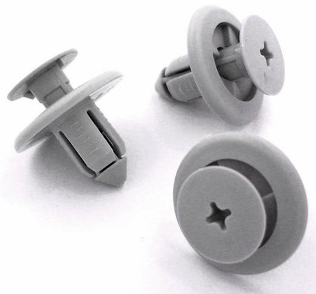 Push Fit Plastic Rivet, 8mm Hole, 20mm Collar, Grey, Easy Release